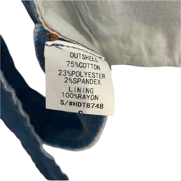 Y2K Streetwear Self Tie Cross Back Distressed Denim Crop Top Size Small - Picture 4 of 4